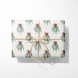 Papier Cadeau Mistletoe festive avec des vaches rouges