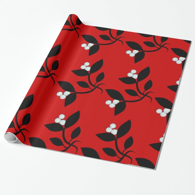 Papier Cadeau Mistletoe rouge (Déroulé)