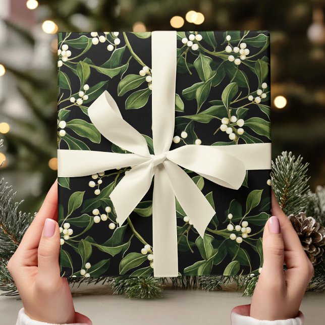 Papier Cadeau Mistletoe vintage pour Noël noir (Créateur téléchargé)