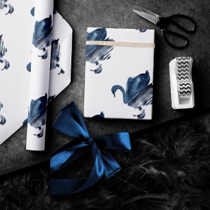 Papier Cadeau Misty Reflections   Moody Dusty Blue Swan sur le l