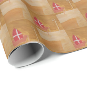 Papier Cadeau Mitre d'aquarelle de Sinterklaas de Néerlandais de