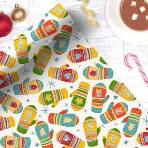 Papier Cadeau Mittens de Noël d'hiver Gants Motif de vacances