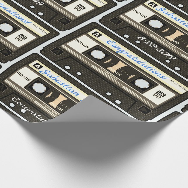 Papier Cadeau Mixbande de la cassette Customisée Nom personnalis (Coin)