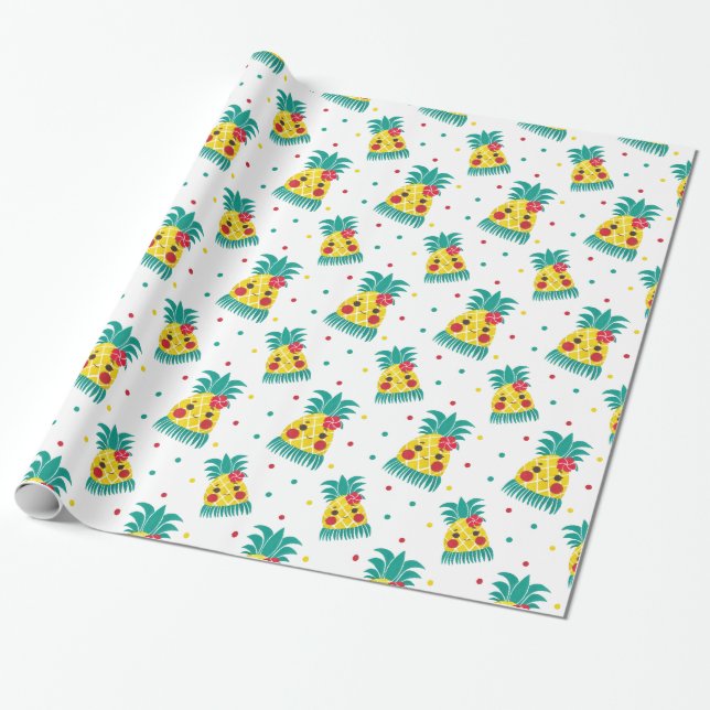 Papier Cadeau Mlle Hawaiian Pineapple (Déroulé)