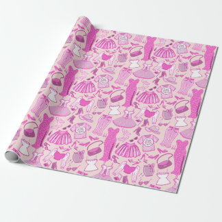 Papier Cadeau Mode Barbiecore rose et rose chaud personnalisé