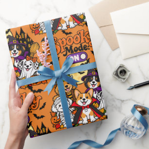 Papier Cadeau Mode Fantôme Activé Chiots Halloween Grand