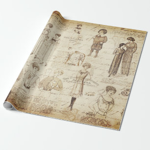 Papier Cadeau Mode fille Vintage antique