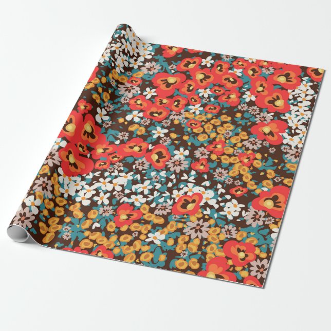 Papier Cadeau Mode florale printemps, robe femme d'été (Déroulé)