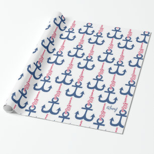 Papier Cadeau Modèle d'ancre vintage Ahoy.