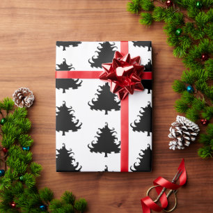 Papier Cadeau Modèle d'arbres de Noël noirs