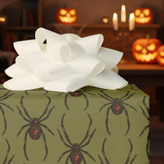 Papier Cadeau Modèle d'art pixel Halloween à araignée veuve noir