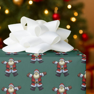 Papier Cadeau Modèle d'art pixel Père Noël joyeux