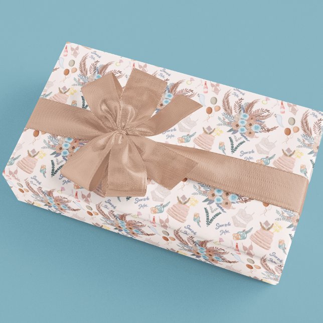 Papier Cadeau Modèle de Baby Shower Bohème Mariage (Créateur téléchargé)