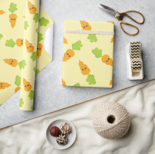 Papier Cadeau Modèle de carotte orange mignonne de Pâques