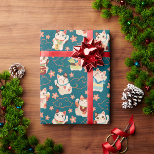 Papier Cadeau Modèle de chats chanceux Maneki Neko
