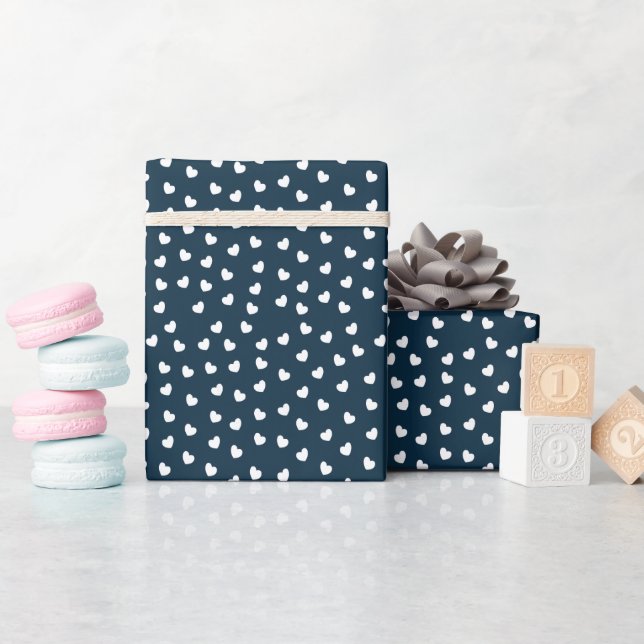 Papier Cadeau Modèle de cœurs blancs pour la Saint-Valentin d'an (Baby Shower)