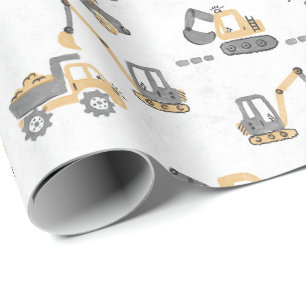 Papier Cadeau Modèle de construction de fouilleur jaune Petit co