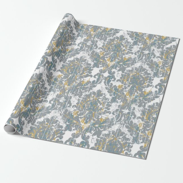 Papier Cadeau Modèle de Damas désorganisé (Déroulé)