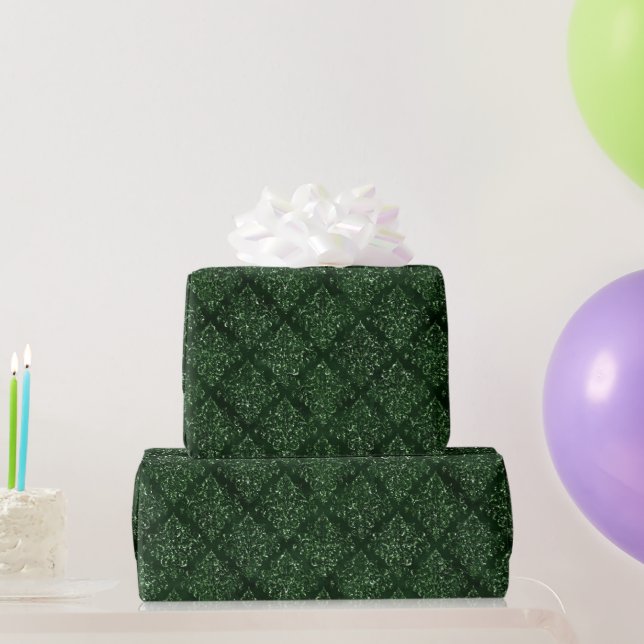 Papier Cadeau Modèle de Damas vert verre (Cadeaux de fête)
