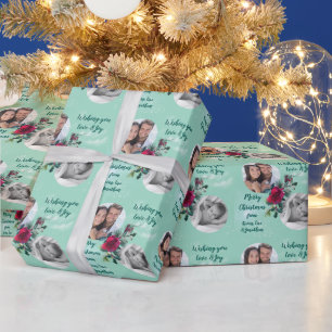 Papier Cadeau Modèle de deux photos Noël Rose