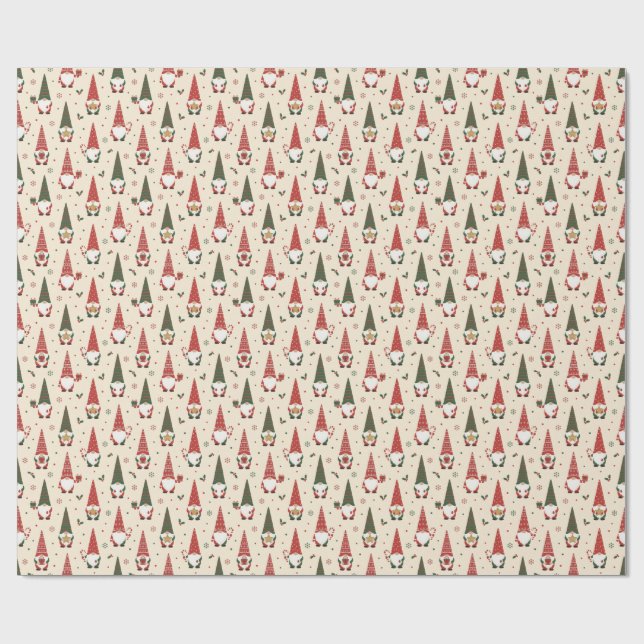 Papier Cadeau Modèle de fête de gnome de Noël (Plat)