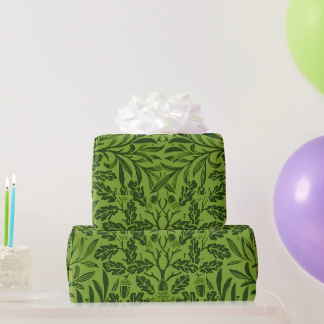 Papier Cadeau Modèle de feuille de chêne vert sans couture de Wi (Cadeaux de fête)