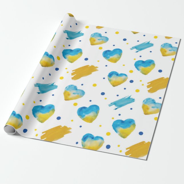 Papier Cadeau Modèle de filigrane Love Ukraine (Déroulé)