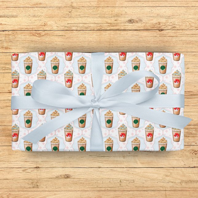 Papier Cadeau Modèle de flocon de neige de Latte de Noël Ogee  (Gift warmth and cheer with Christmas Latte Ogee Snowflake Pattern Wrapping Paper!)