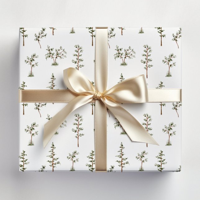 Papier Cadeau Modèle de forêt de bois de l'arbre vert (In situ)
