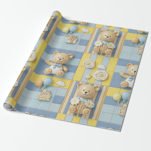 Papier Cadeau Modèle de jardin de marguerites Ourson (7)