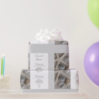 Papier Cadeau Modèle de logo de marque de fleuriste côtier édita