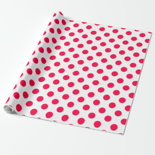 Papier Cadeau Modèle de Noël blanc Pois rouge