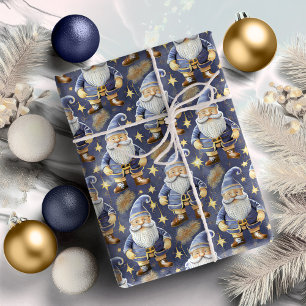 Papier Cadeau Modèle de Noël Blue Gold #11 ID1009
