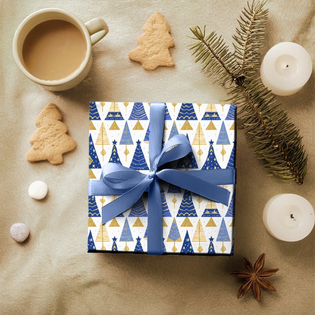 Papier Cadeau Modèle de Noël Blue Gold #25 ID1009 (Créateur téléchargé)