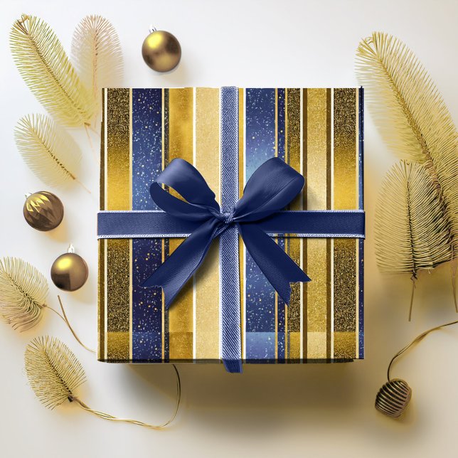 Papier Cadeau Modèle de Noël Blue Gold #27 ID1009 (Créateur téléchargé)