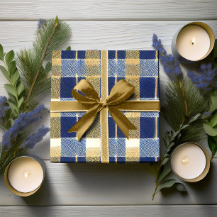 Papier Cadeau Modèle de Noël Blue Gold #7 ID1009