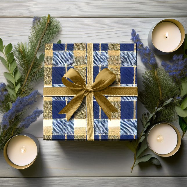 Papier Cadeau Modèle de Noël Blue Gold #7 ID1009 (Créateur téléchargé)