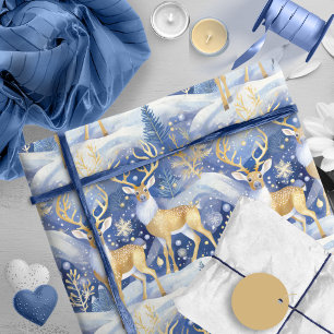 Papier Cadeau Modèle de Noël Blue Gold Christmas #14 ID1009
