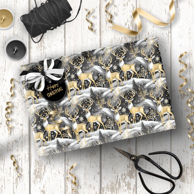 Papier Cadeau Modèle de Noël en or noir #14 ID1009 (Créateur téléchargé)
