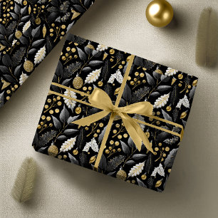 Papier Cadeau Modèle de Noël en or noir #18 ID1009
