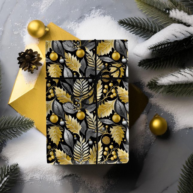 Papier Cadeau Modèle de Noël en or noir #22 ID1009 (Créateur téléchargé)