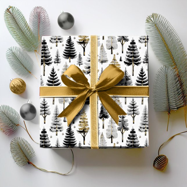 Papier Cadeau Modèle de Noël en Or Noir #26 ID1009 (Créateur téléchargé)