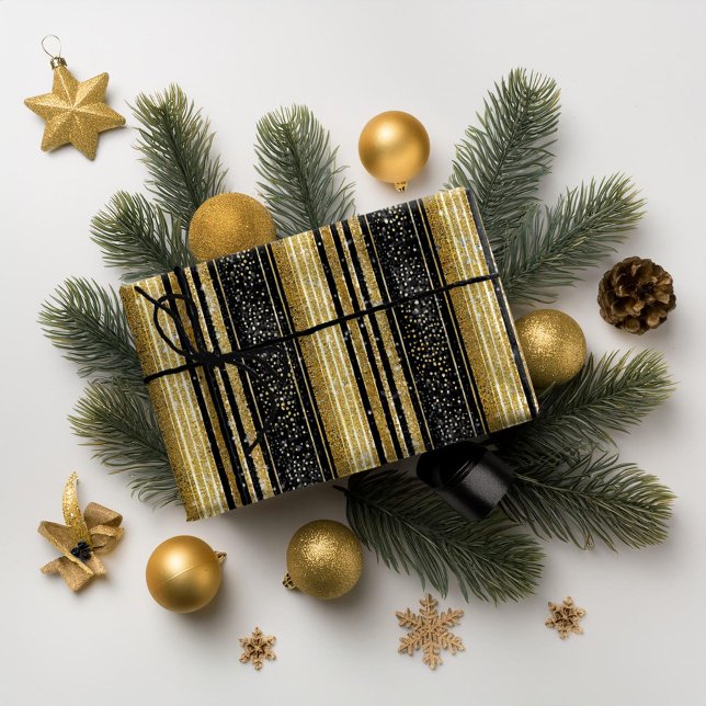 Papier Cadeau Modèle de Noël en or noir #28 ID1009 (Créateur téléchargé)