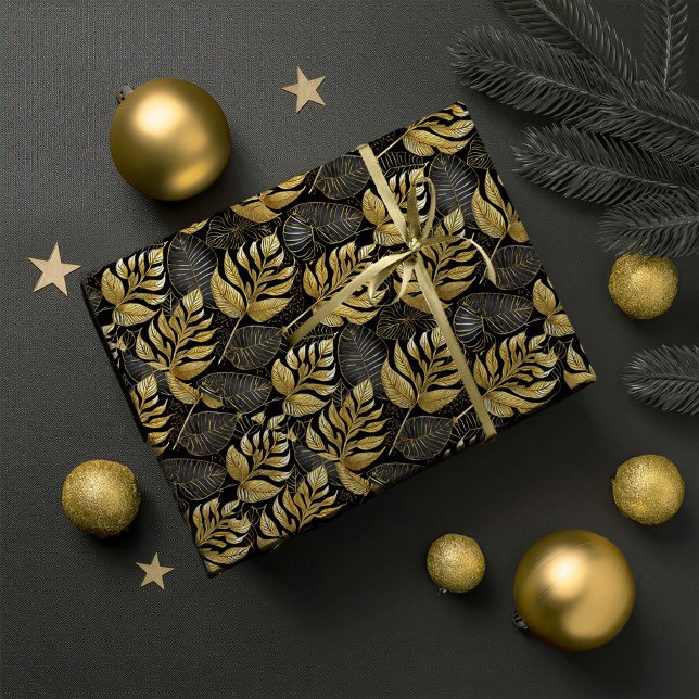 Papier Cadeau Modèle de Noël en or noir #29 ID1009 (Créateur téléchargé)