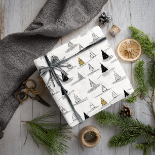 Papier Cadeau Modèle de Noël en or noir #5 ID1009