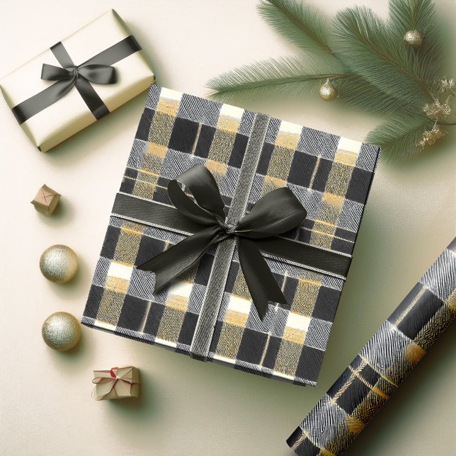 Papier Cadeau Modèle de Noël en or noir #7 ID1009 (Créateur téléchargé)