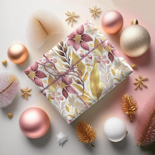 Papier Cadeau Modèle de Noël en or rose #21 ID1009