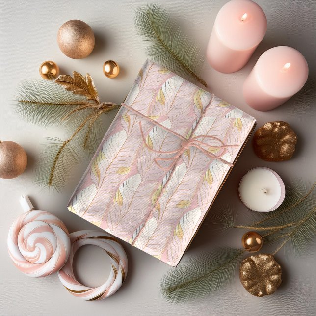 Papier Cadeau Modèle de Noël en or rose #29 ID1009 (Créateur téléchargé)