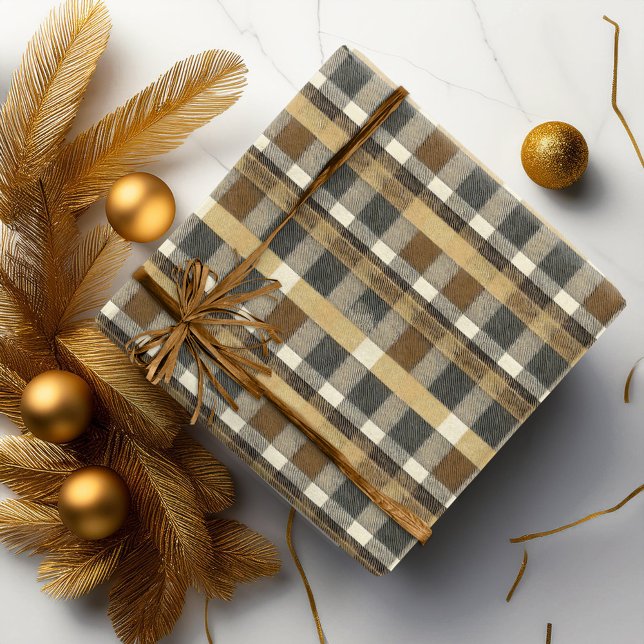 Papier Cadeau Modèle de Noël Or Tons Terre #7 ID1009 (Créateur téléchargé)