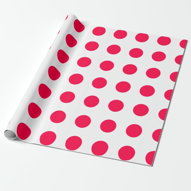 Papier Cadeau Modèle de Noël Rouge Pois Blanc tendance (Déroulé)